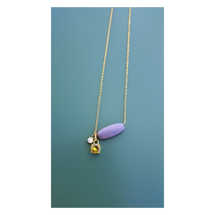 Collier Tessa mauve zirconiums blanc et jaune