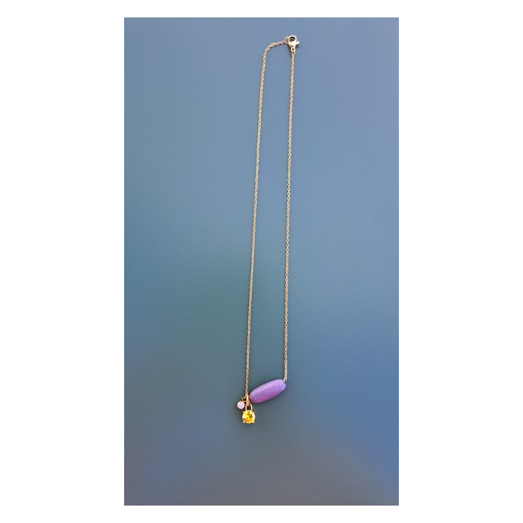 Collier Tessa mauve zirconiums blanc et jaune