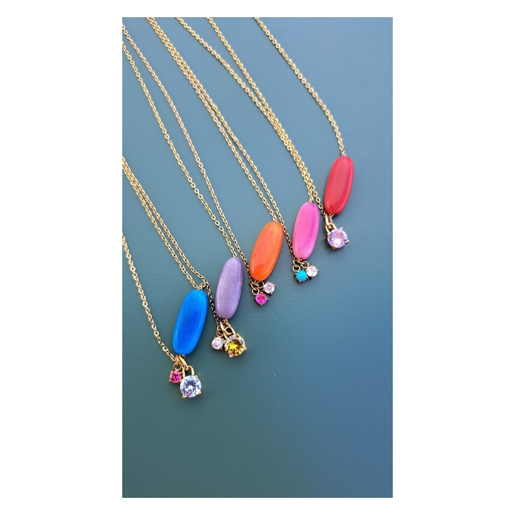 Collier Tessa mauve zirconiums blanc et jaune