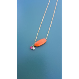 Collier Tessa orange zirconiums framboise et blanc