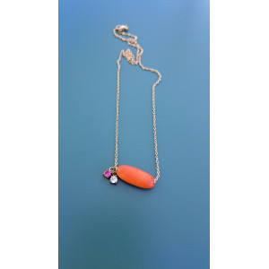 Collier Tessa orange zirconiums framboise et blanc