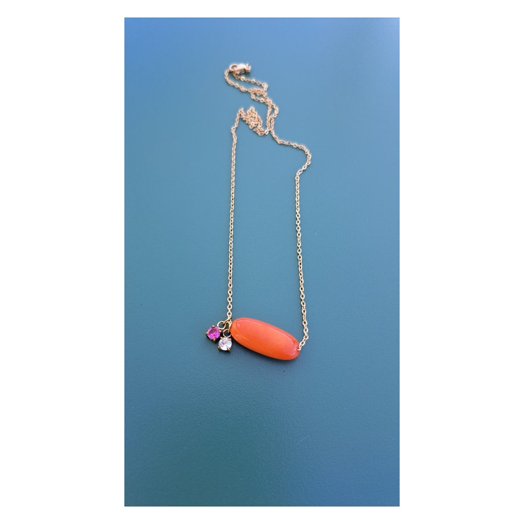Collier Tessa orange zirconiums framboise et blanc