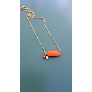 Collier Tessa orange zirconiums framboise et blanc