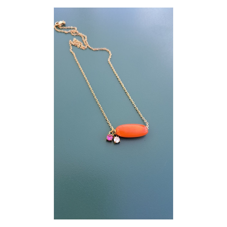 Collier Tessa orange zirconiums framboise et blanc