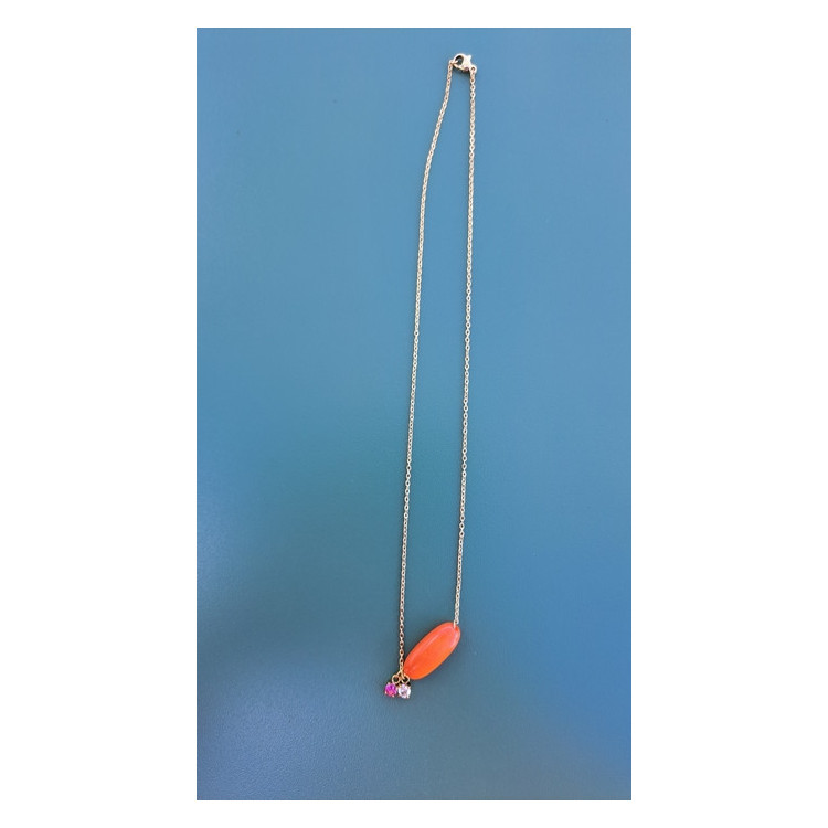 Collier Tessa orange zirconiums framboise et blanc