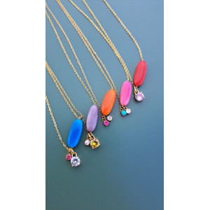 Collier Tessa orange zirconiums framboise et blanc