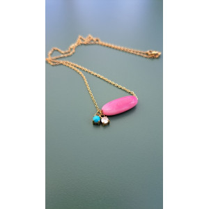 Collier Tessa rose zirconiums turquoise et blanc
