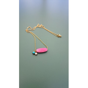 Collier Tessa rose zirconiums turquoise et blanc