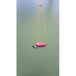 Collier Tessa rose zirconiums turquoise et blanc