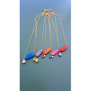 Collier Tessa rose zirconiums turquoise et blanc