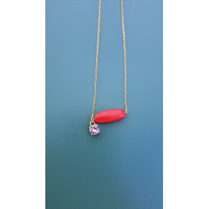 Collier Téa rouge zirconium rose