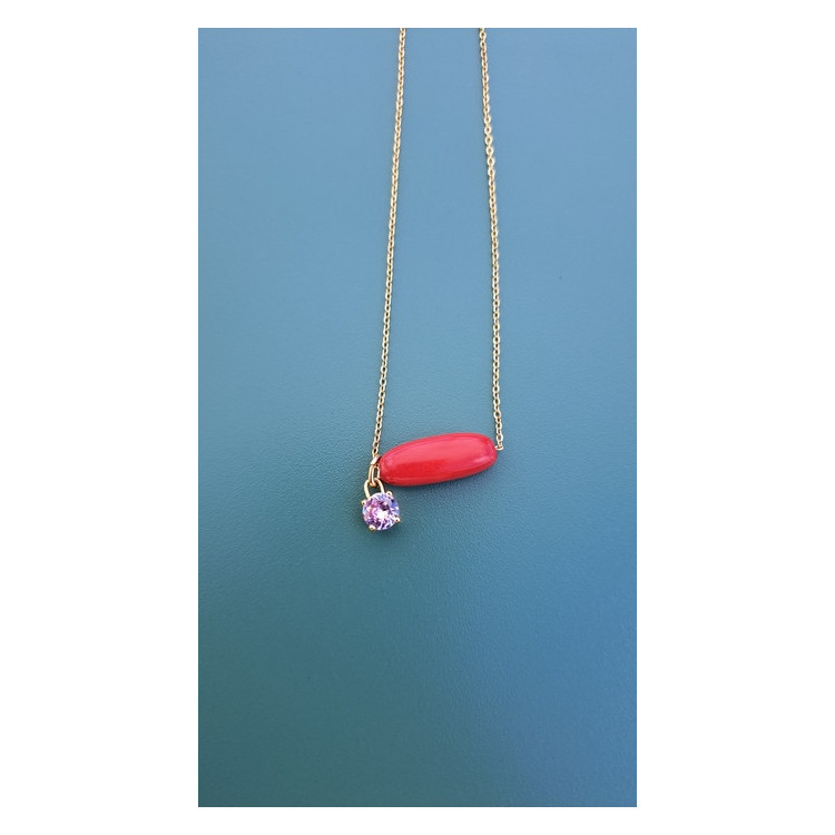 Collier Téa rouge zirconium rose