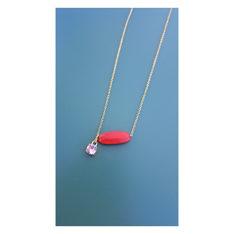 Collier Téa rouge zirconium rose