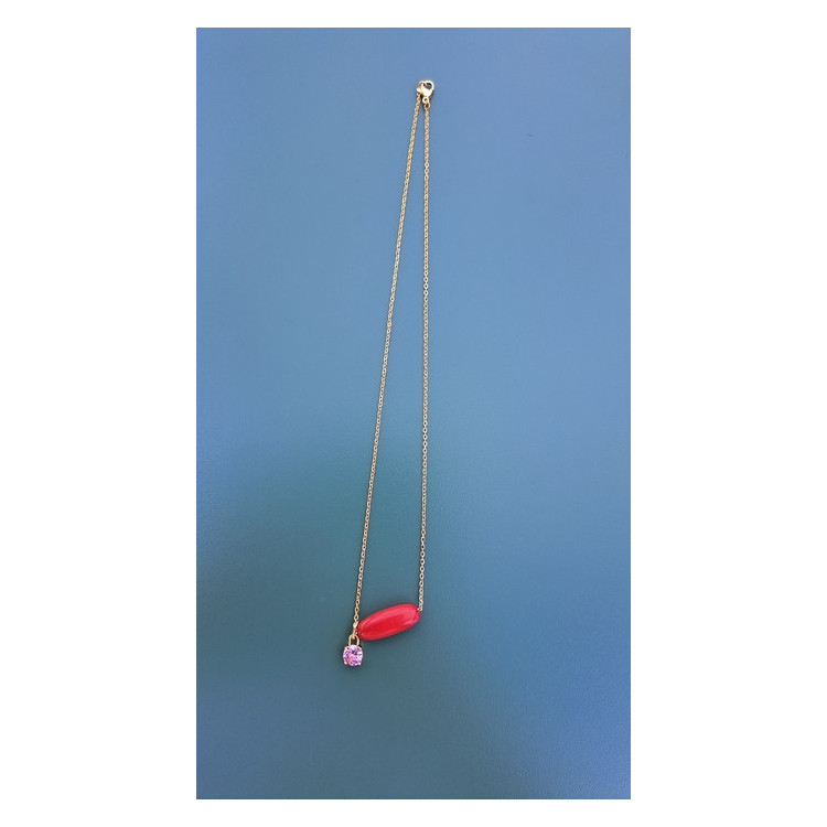 Collier Téa rouge zirconium rose