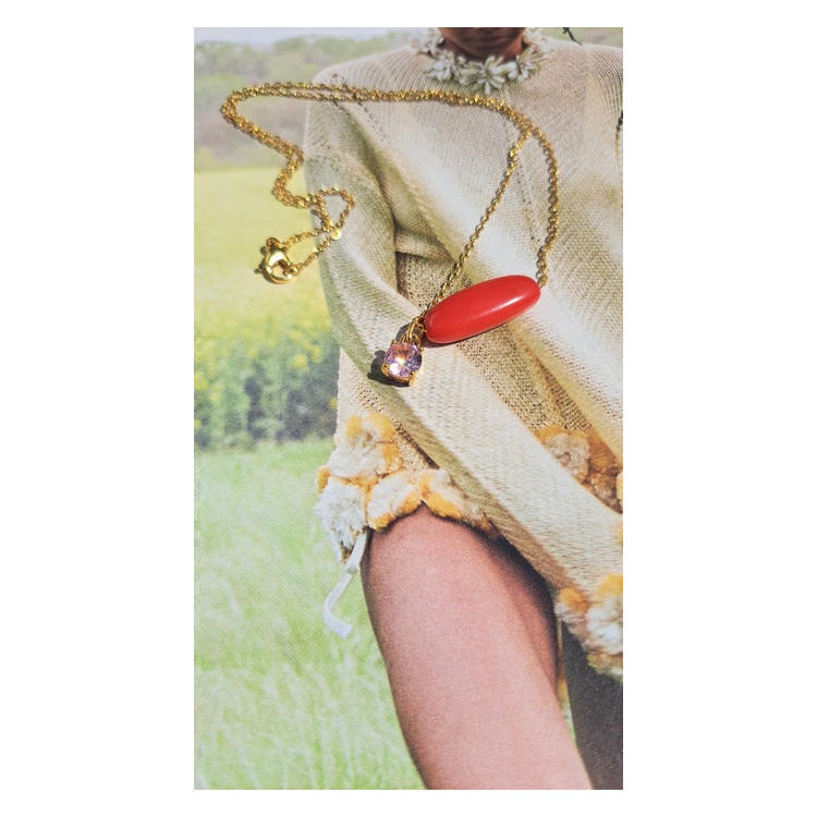 Collier Téa rouge zirconium rose
