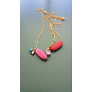 Collier Téa rouge zirconium rose