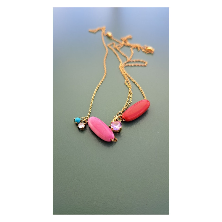 Collier Téa rouge zirconium rose
