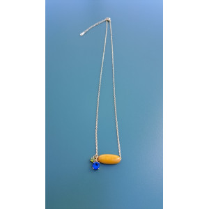 Collier TESSA jaune soleil zirconiums bleu roi et vert kaki