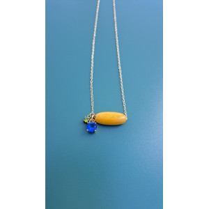 Collier TESSA jaune soleil zirconiums bleu roi et vert kaki