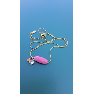 Collier TESSA rose zirconiums orange et mauve