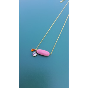 Collier TESSA rose zirconiums orange et mauve