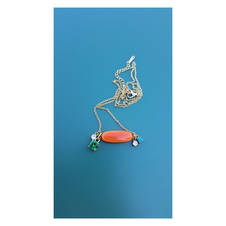Collier TALIA orange zirconiums vert menthe