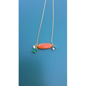 Collier TALIA orange zirconiums vert menthe