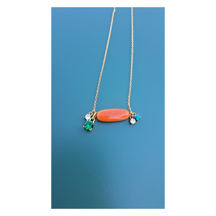 Collier TALIA orange zirconiums vert menthe