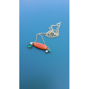 Collier TALIA orange zirconiums vert menthe