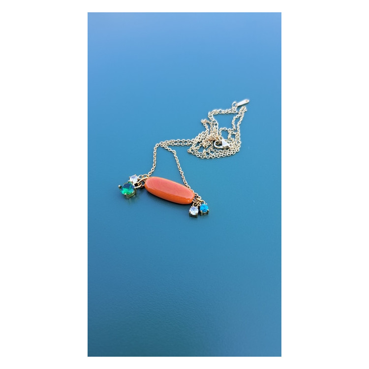 Collier TALIA orange zirconiums vert menthe