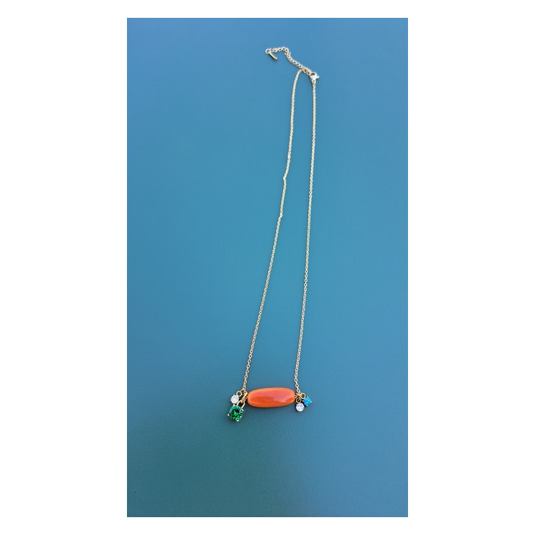 Collier TALIA orange zirconiums vert menthe
