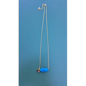 Collier TESSA bleu zirconiums rouge et beige rosé