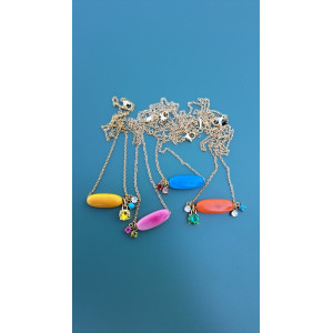 Collier TALIA jaune zirconiums jaune, turquoise et blanc