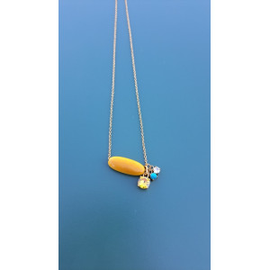 Collier TALIA jaune zirconiums jaune, turquoise et blanc