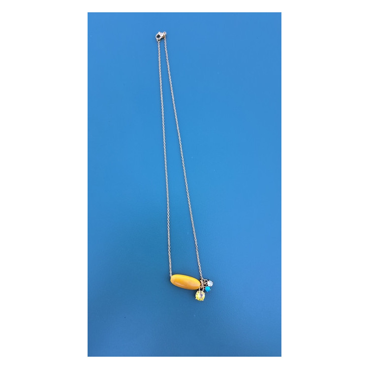 Collier TALIA jaune zirconiums jaune, turquoise et blanc