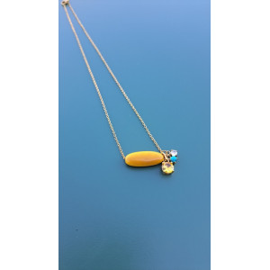 Collier TALIA jaune zirconiums jaune, turquoise et blanc