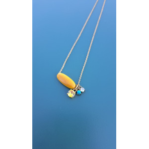 Collier TALIA jaune zirconiums jaune, turquoise et blanc