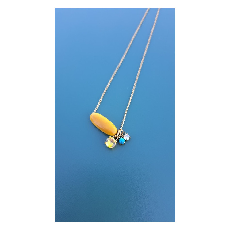 Collier TALIA jaune zirconiums jaune, turquoise et blanc
