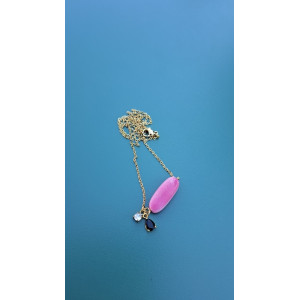 Collier TESSA rose zirconiums noir et blanc