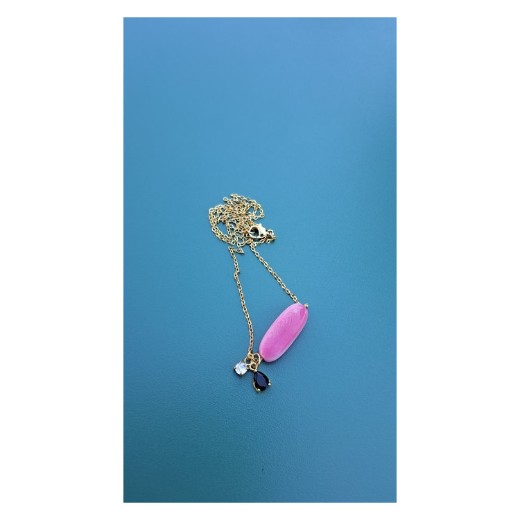 Collier TESSA rose zirconiums noir et blanc
