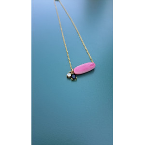 Collier TESSA rose zirconiums noir et blanc