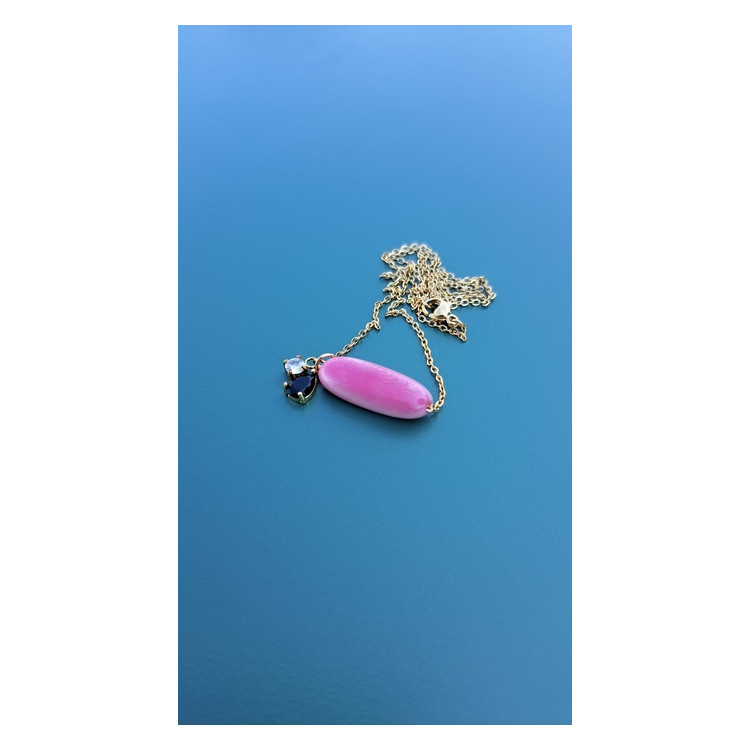 Collier TESSA rose zirconiums noir et blanc