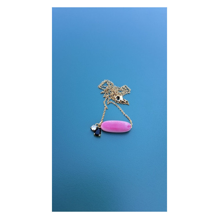 Collier TESSA rose zirconiums noir et blanc
