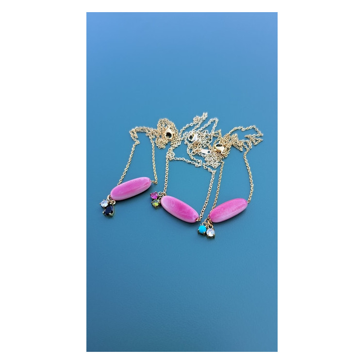Collier TESSA rose zirconiums noir et blanc