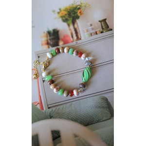 Bracelet Cloé - vert rayé brun