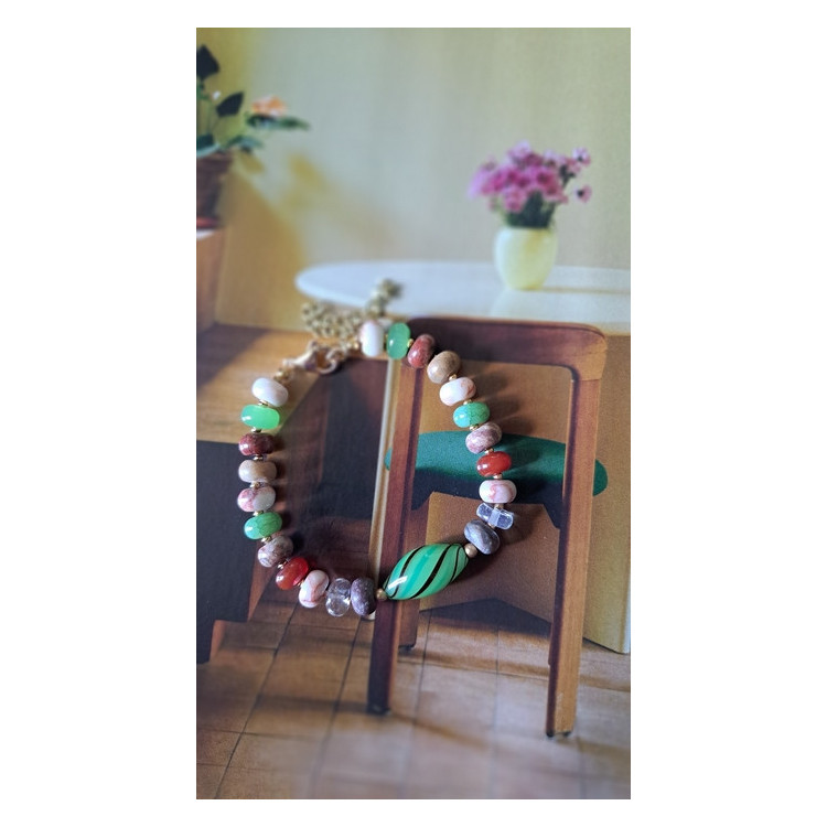 Bracelet Cloé - vert rayé brun