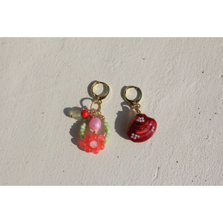 Boucles d'oreilles Vahiné rouge